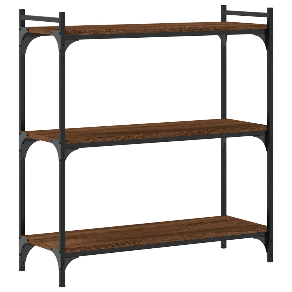 3-tier bookcase, brown oak 80x30x86 cm, processed wood