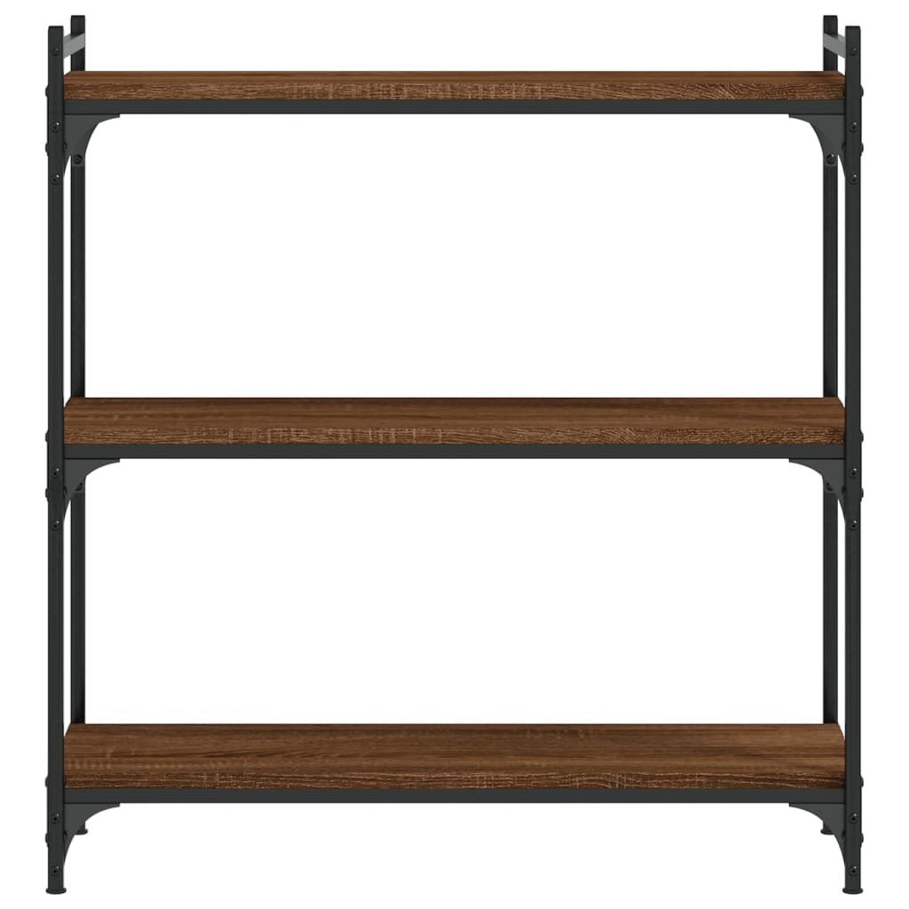 3-tier bookcase, brown oak 80x30x86 cm, processed wood