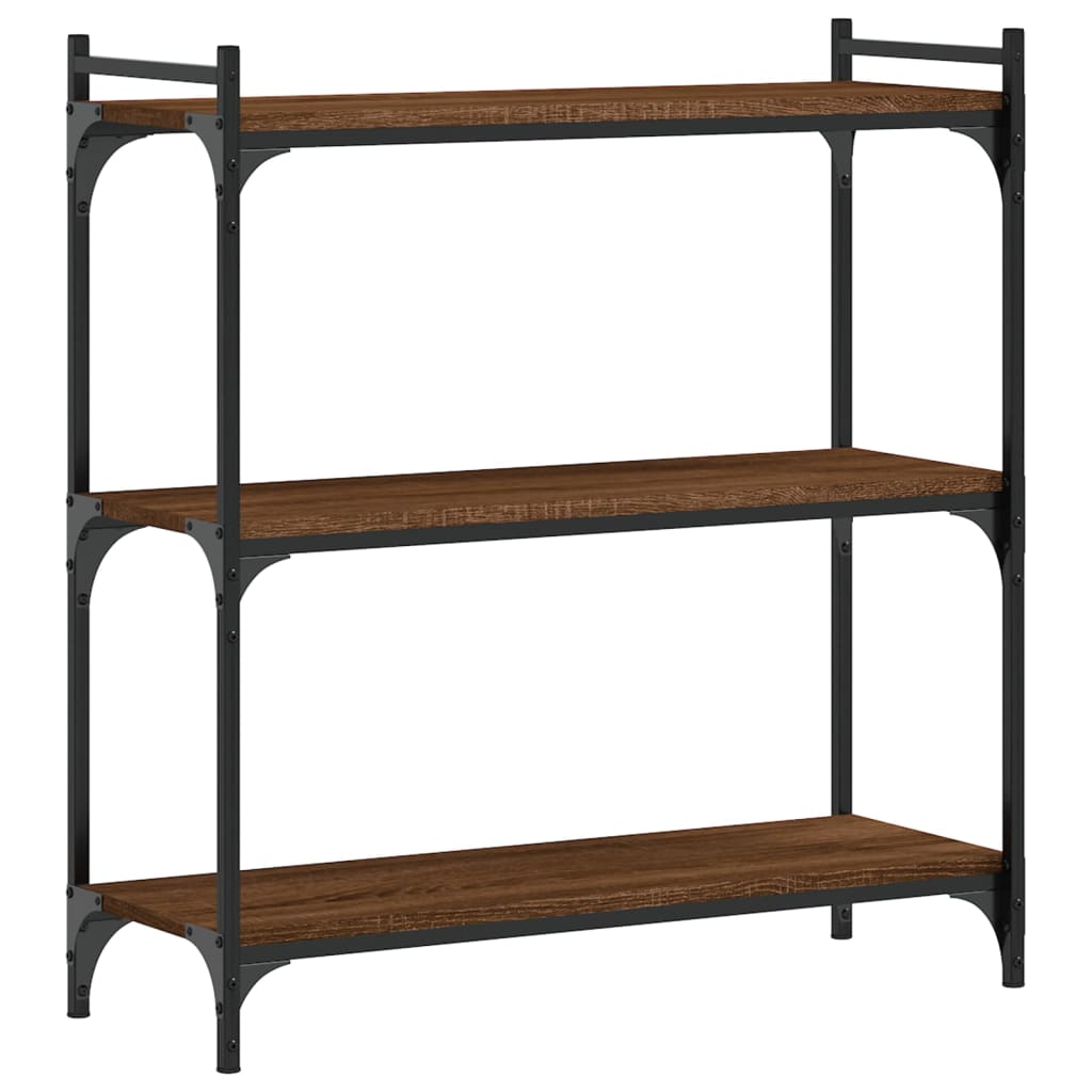 3-tier bookcase, brown oak 80x30x86 cm, processed wood