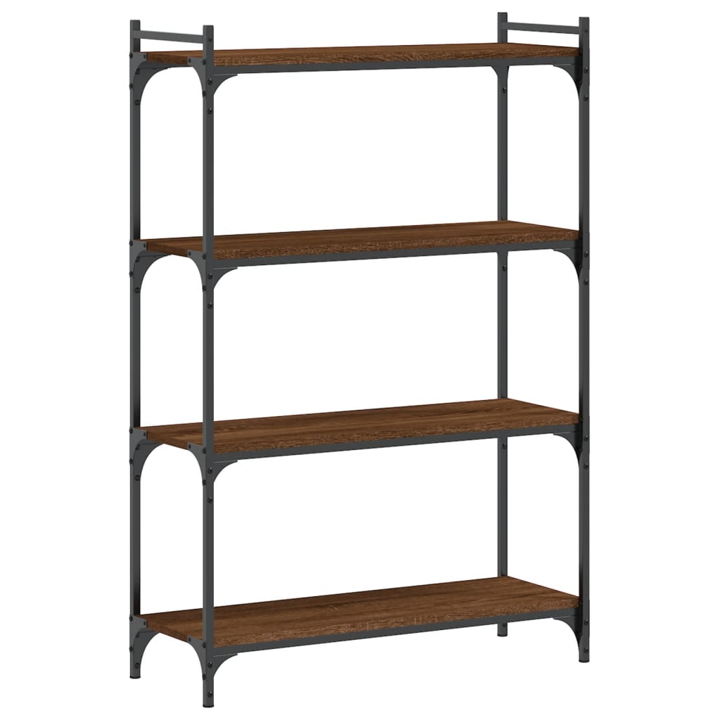 4-tier bookcase, brown oak 80x30x120 cm, processed wood