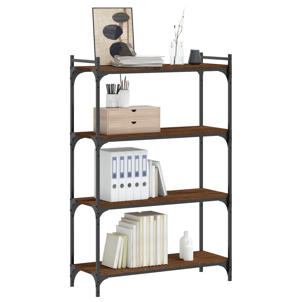 4-tier bookcase, brown oak 80x30x120 cm, processed wood