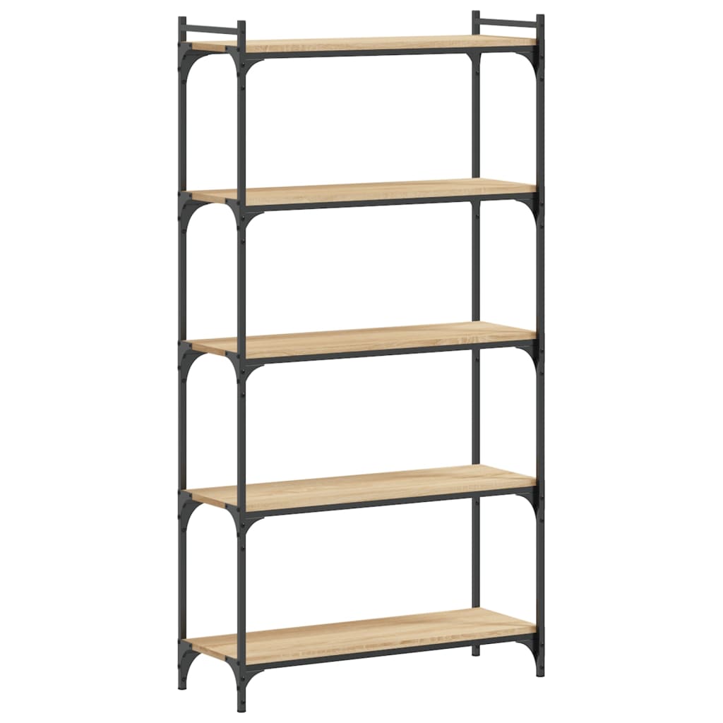 5-tier bookcase sonoma oak 80x30x154 cm processed wood