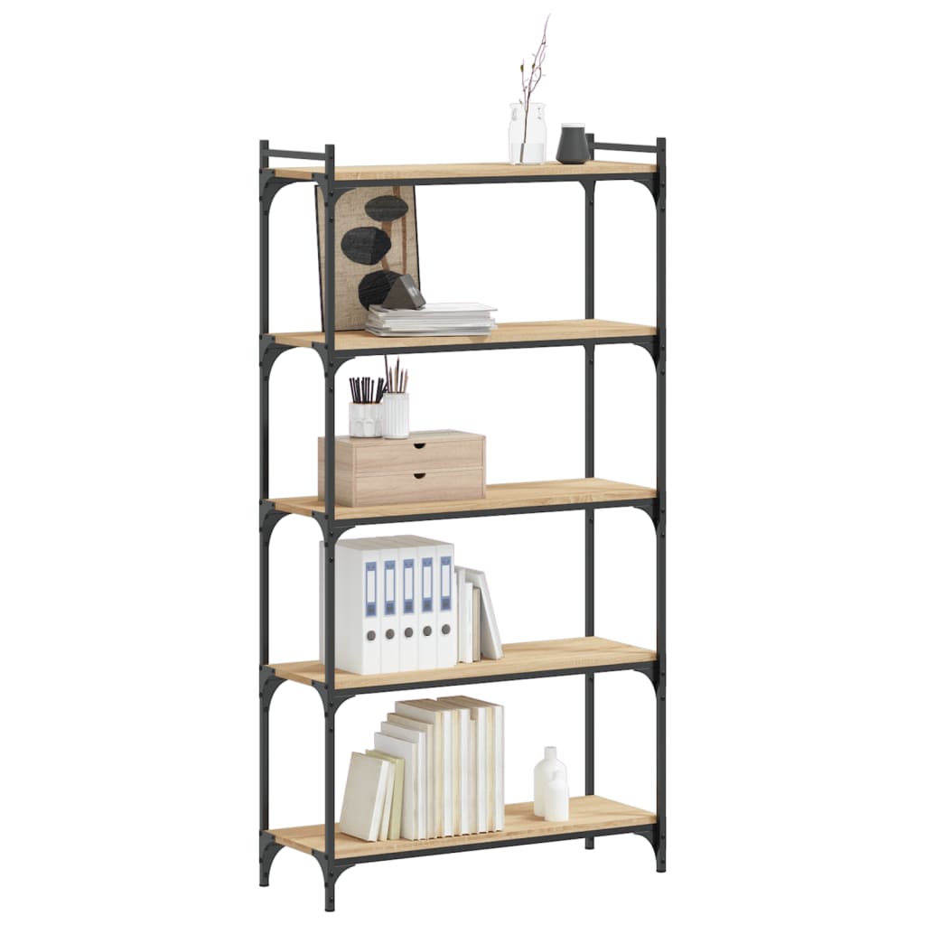 5-tier bookcase sonoma oak 80x30x154 cm processed wood