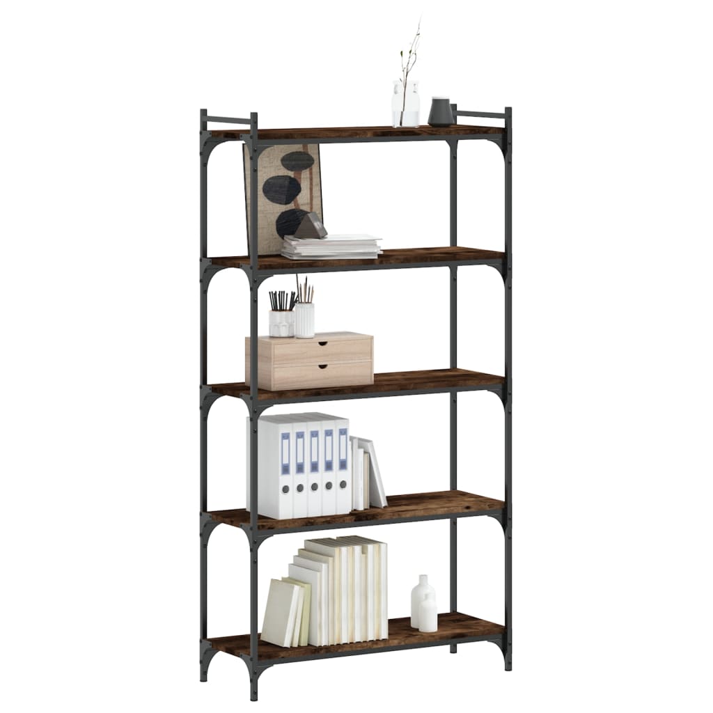 5-tier bookcase smoked oak 80x30x154 cm processed wood