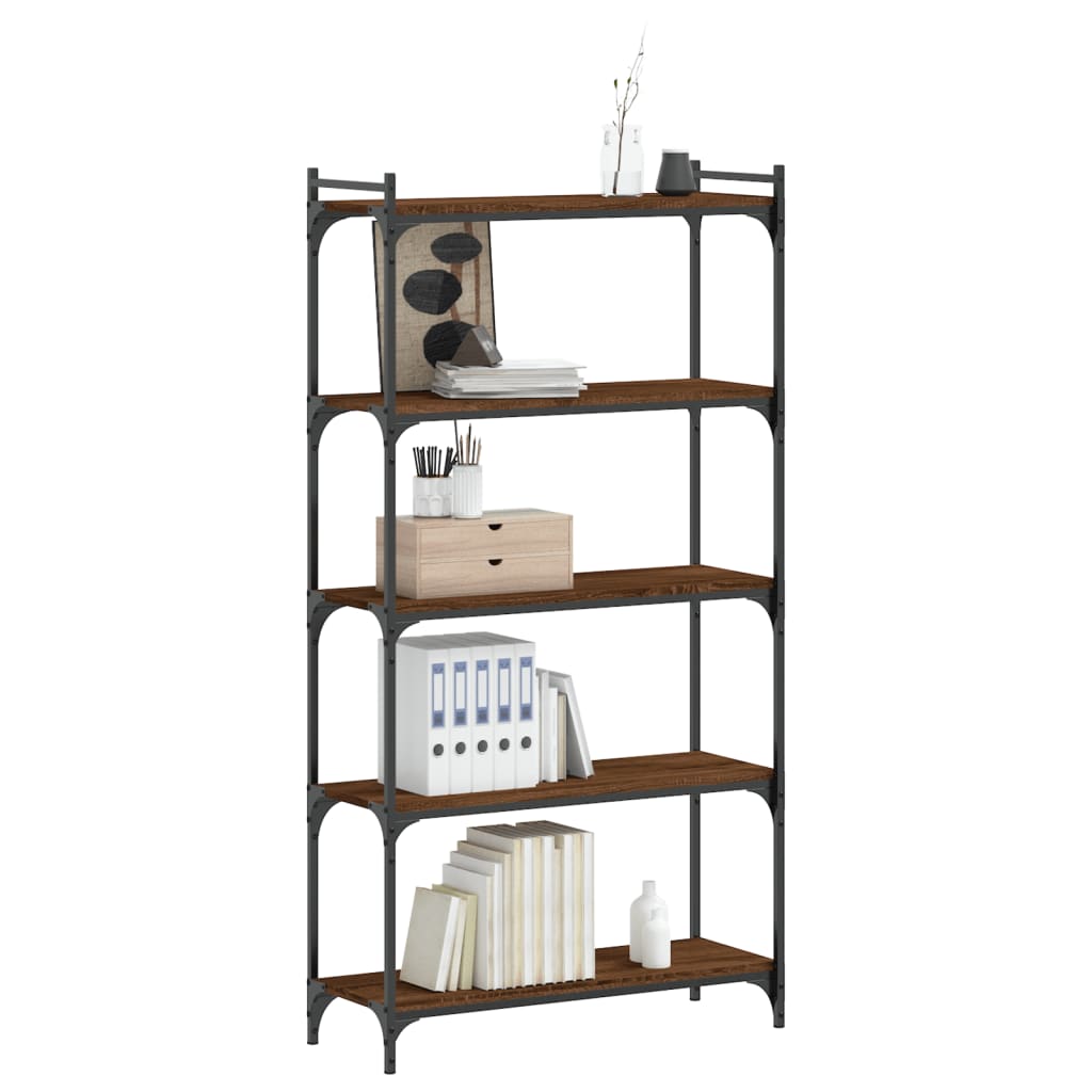 5-tier bookcase, brown oak 80x30x154 cm, processed wood