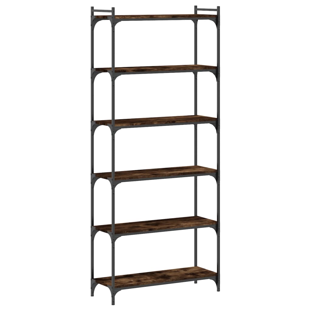 6-tier bookcase, brown oak 80x30x188 cm, processed wood