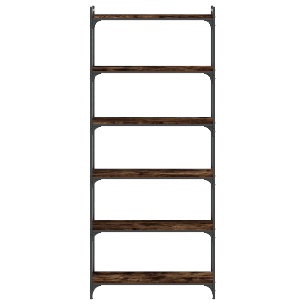 6-tier bookcase, brown oak 80x30x188 cm, processed wood