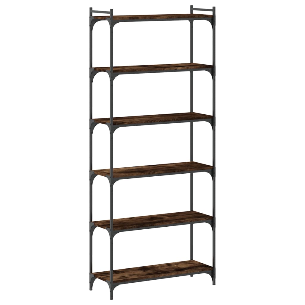 6-tier bookcase, brown oak 80x30x188 cm, processed wood