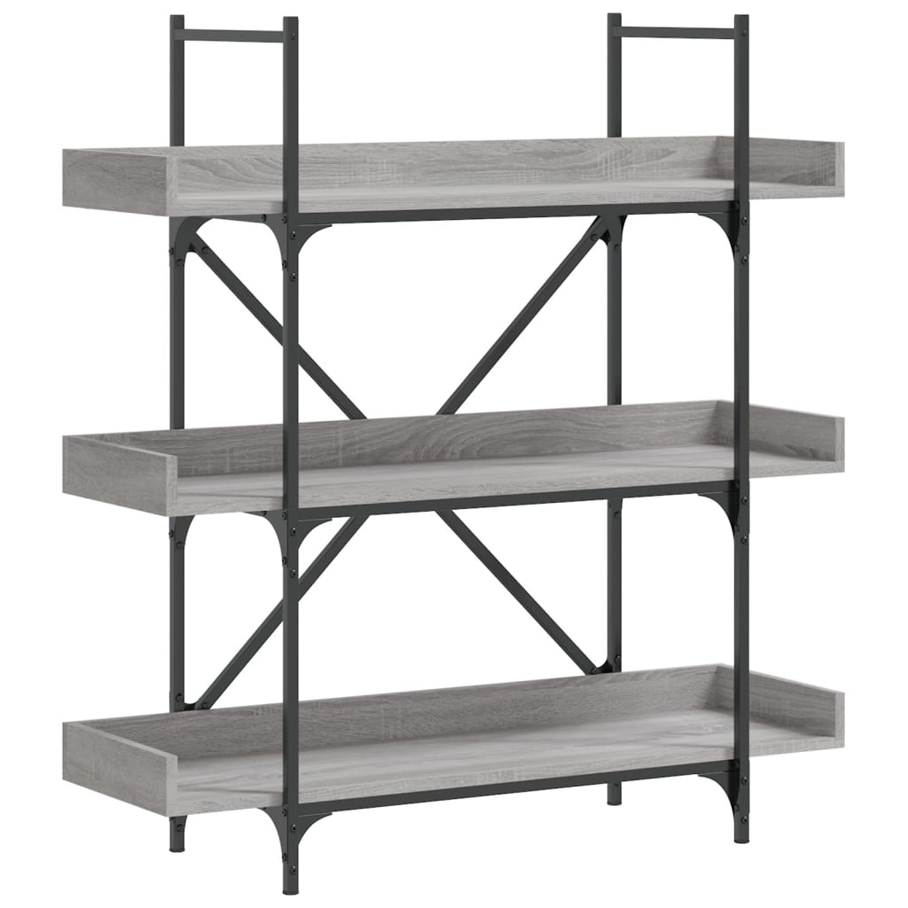 3-tier bookcase, sonoma gray, 100x33x108.5 cm, processed wood