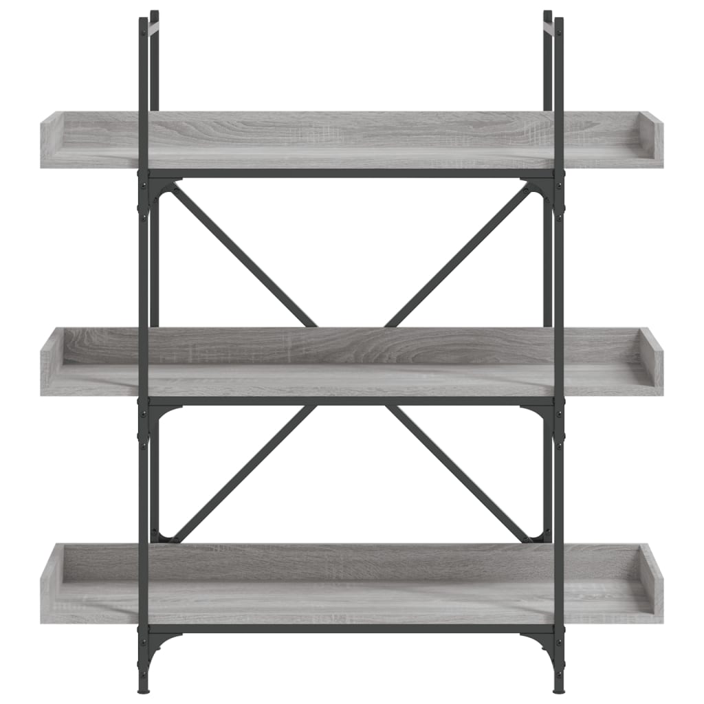 3-tier bookcase, sonoma gray, 100x33x108.5 cm, processed wood