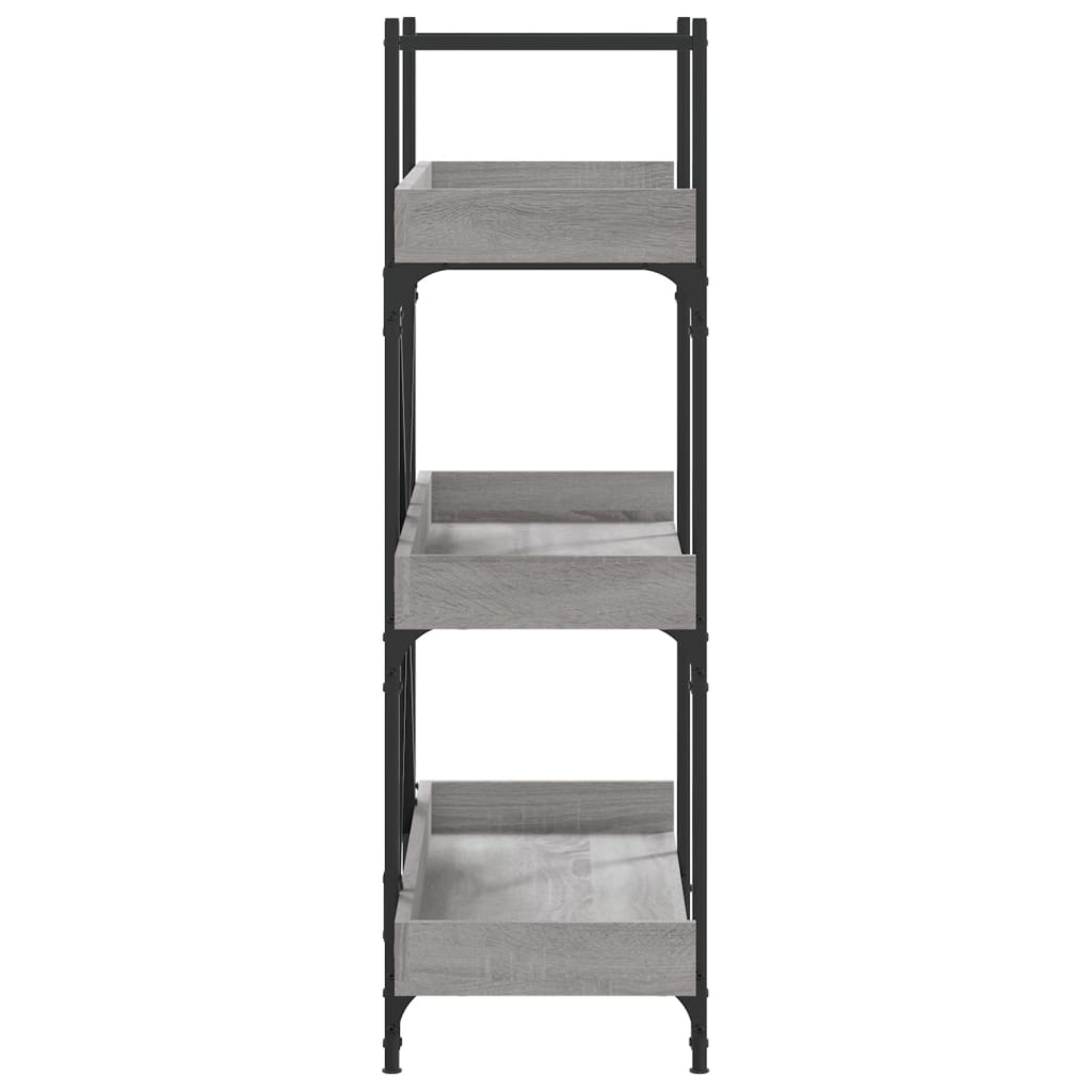 3-tier bookcase, sonoma gray, 100x33x108.5 cm, processed wood