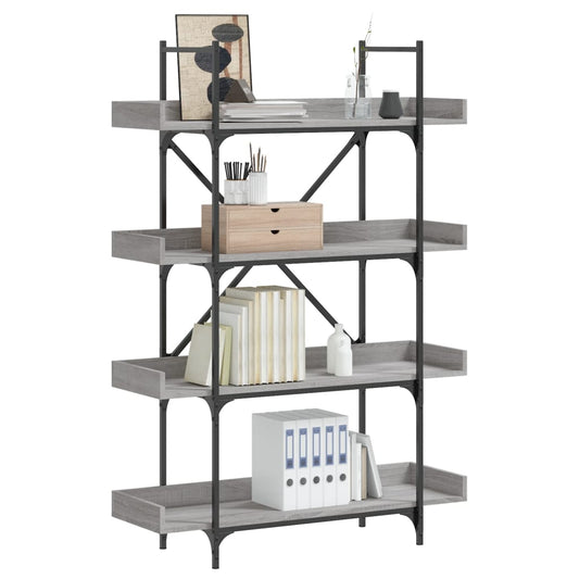 4-tier bookcase, sonoma gray, 100x33x145.5 cm, processed wood