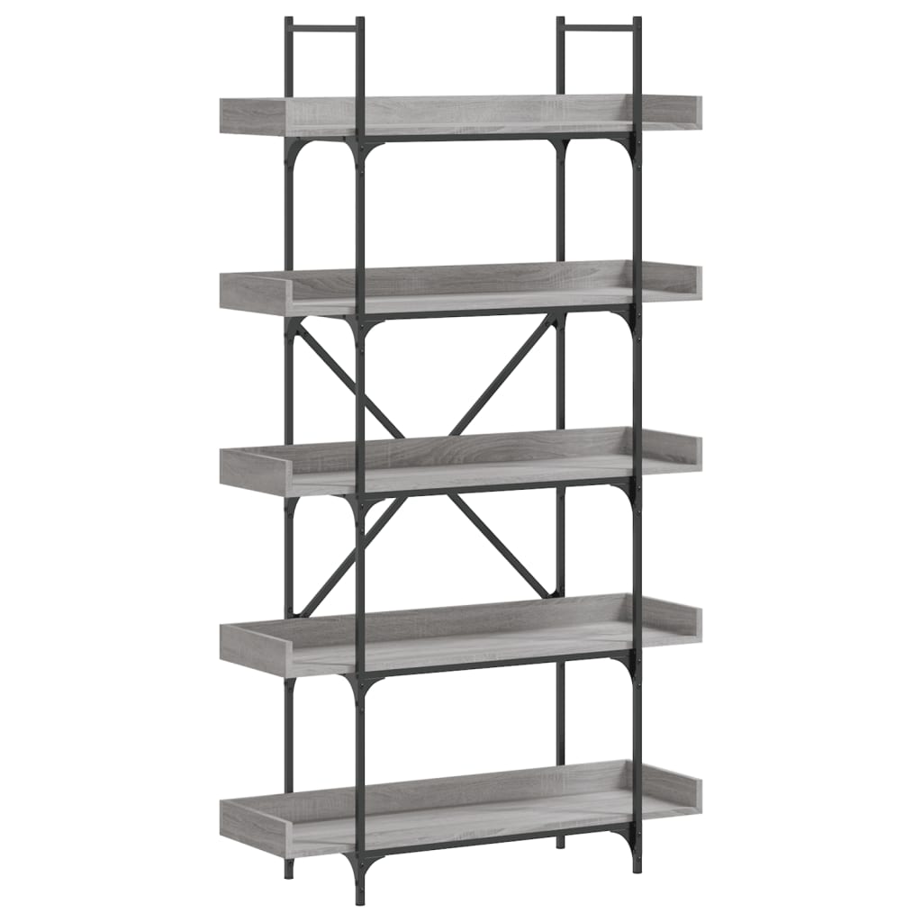 5-tier bookcase, sonoma gray, 100x33x180.5 cm, composite wood