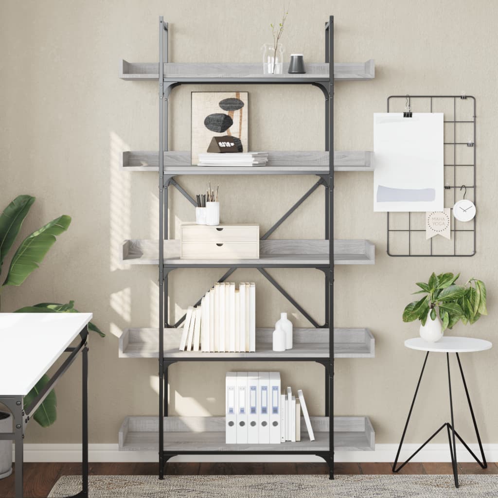 5-tier bookcase, sonoma gray, 100x33x180.5 cm, composite wood