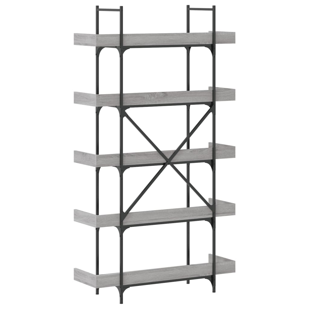 5-tier bookcase, sonoma gray, 100x33x180.5 cm, composite wood