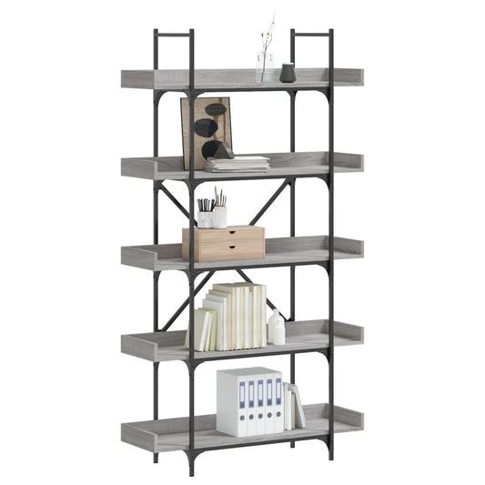 5-tier bookcase, sonoma gray, 100x33x180.5 cm, composite wood