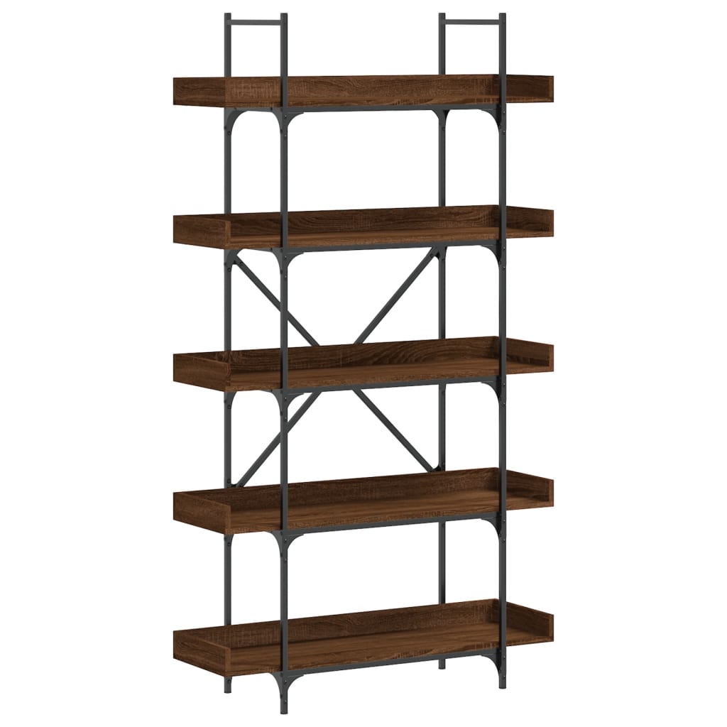 5-tier bookcase, brown oak, 100x33x180.5 cm, composite wood