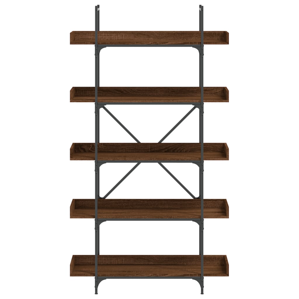 5-tier bookcase, brown oak, 100x33x180.5 cm, composite wood