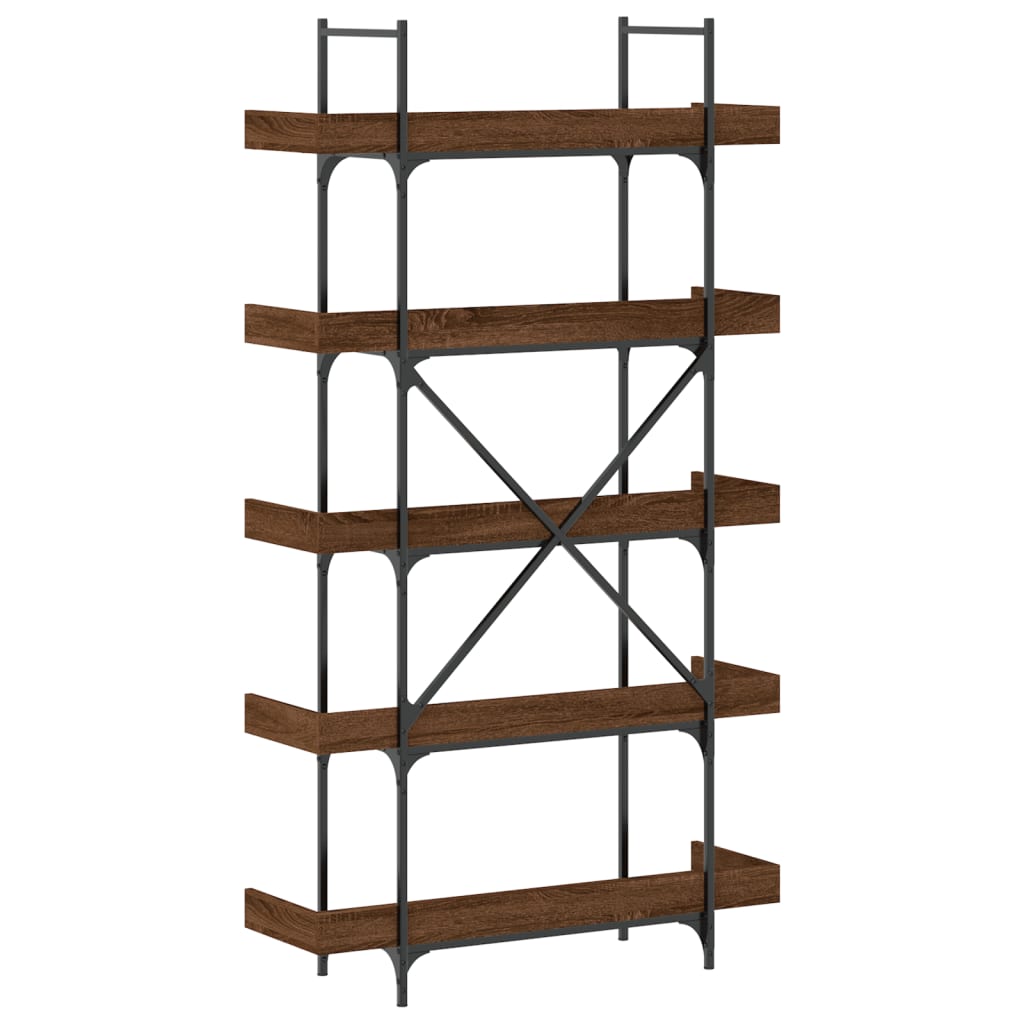 5-tier bookcase, brown oak, 100x33x180.5 cm, composite wood