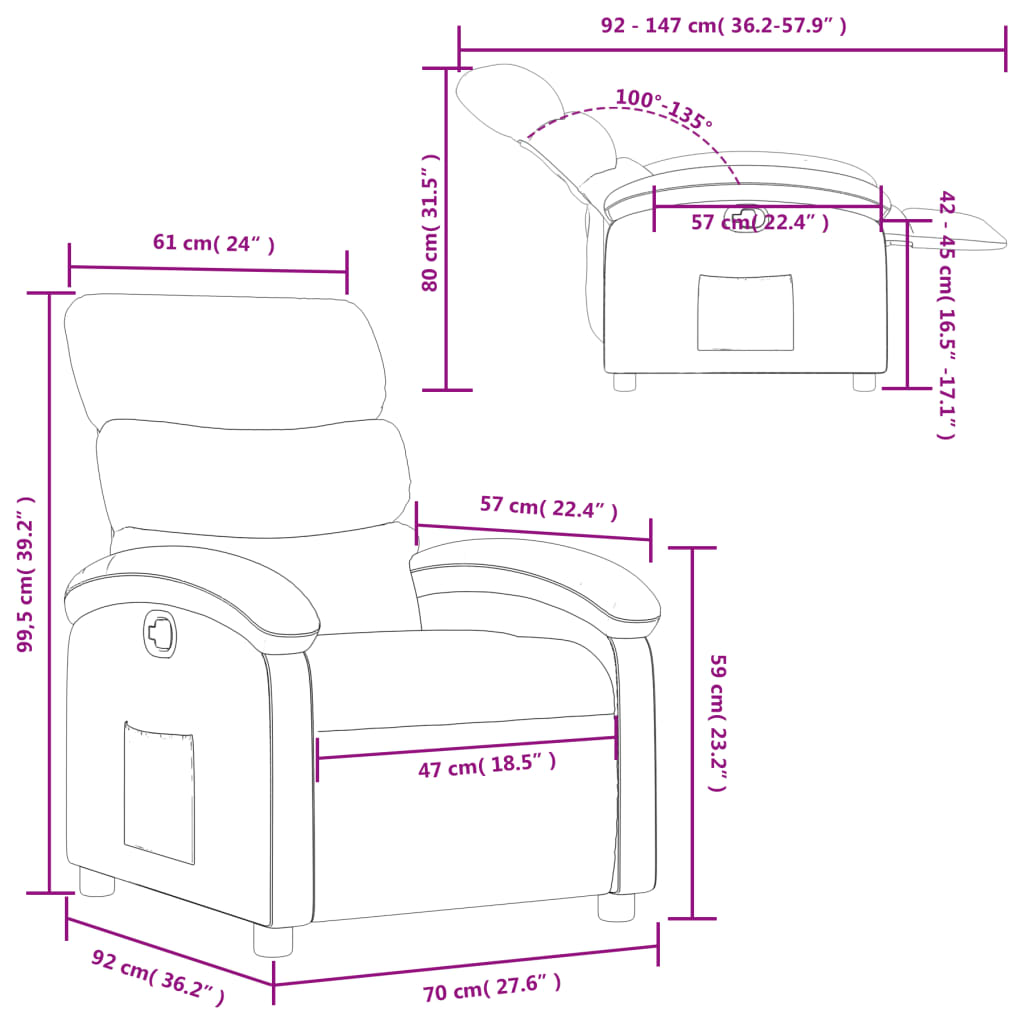 Fotoliu rabatabil, maro, material textil