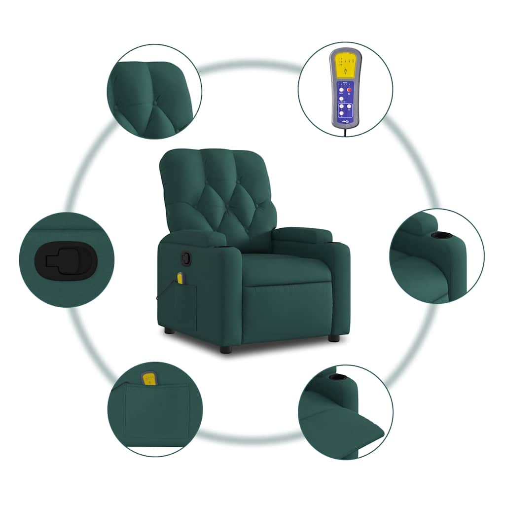 Folding massage chair, dark green, fabric