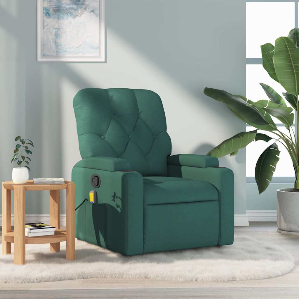 Folding massage chair, dark green, fabric