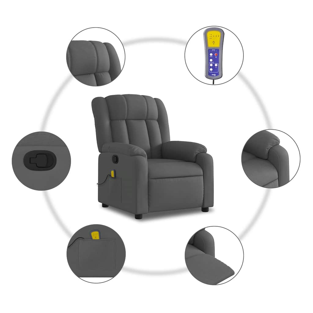 Folding massage chair, dark grey, fabric