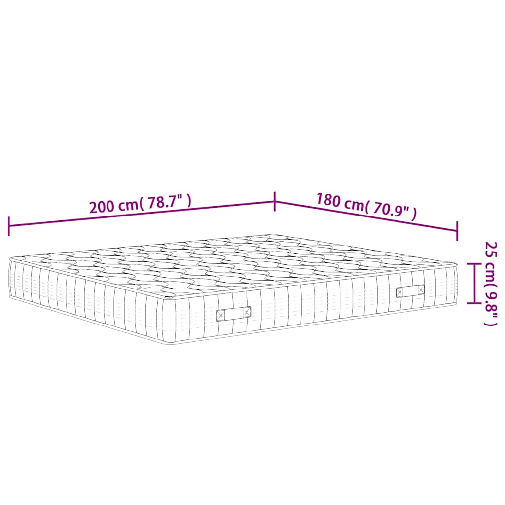 Pocket spring mattress, medium firmness, 180x200 cm