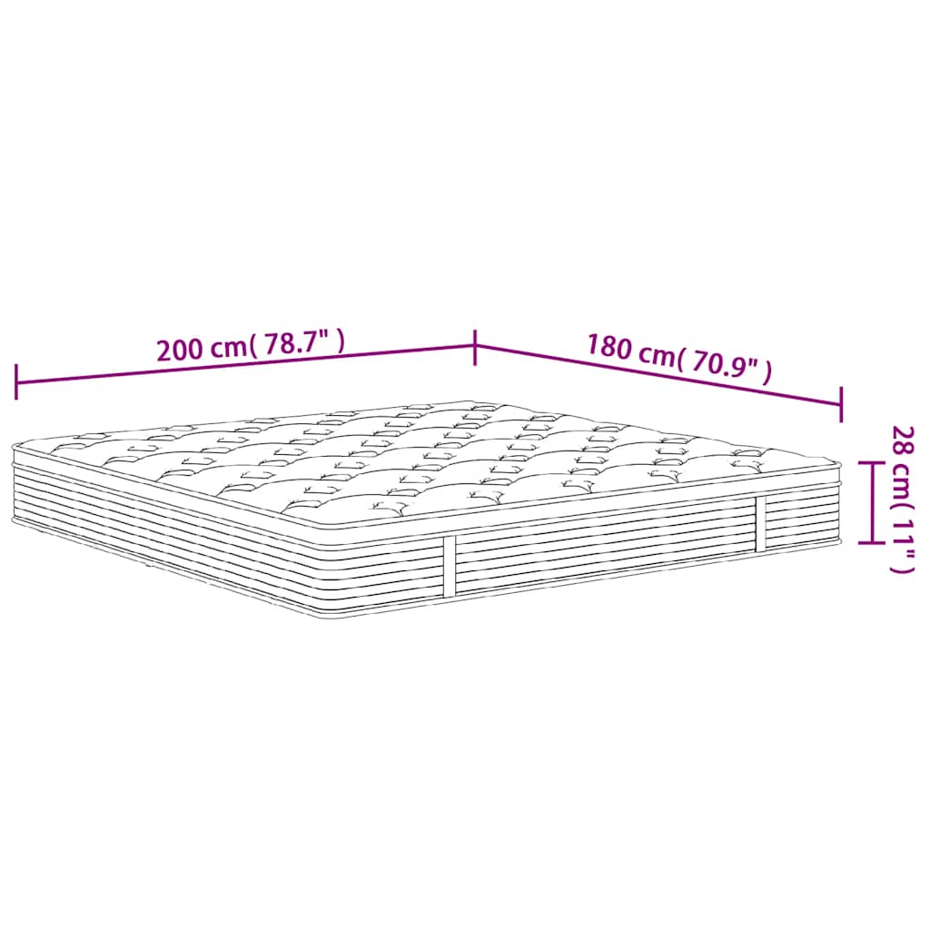 Pocket spring mattress, medium firmness, 180x200 cm