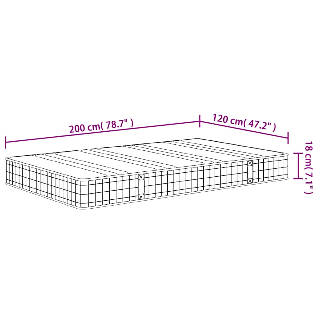 Bonnell spring mattress, medium firmness, 120x200 cm