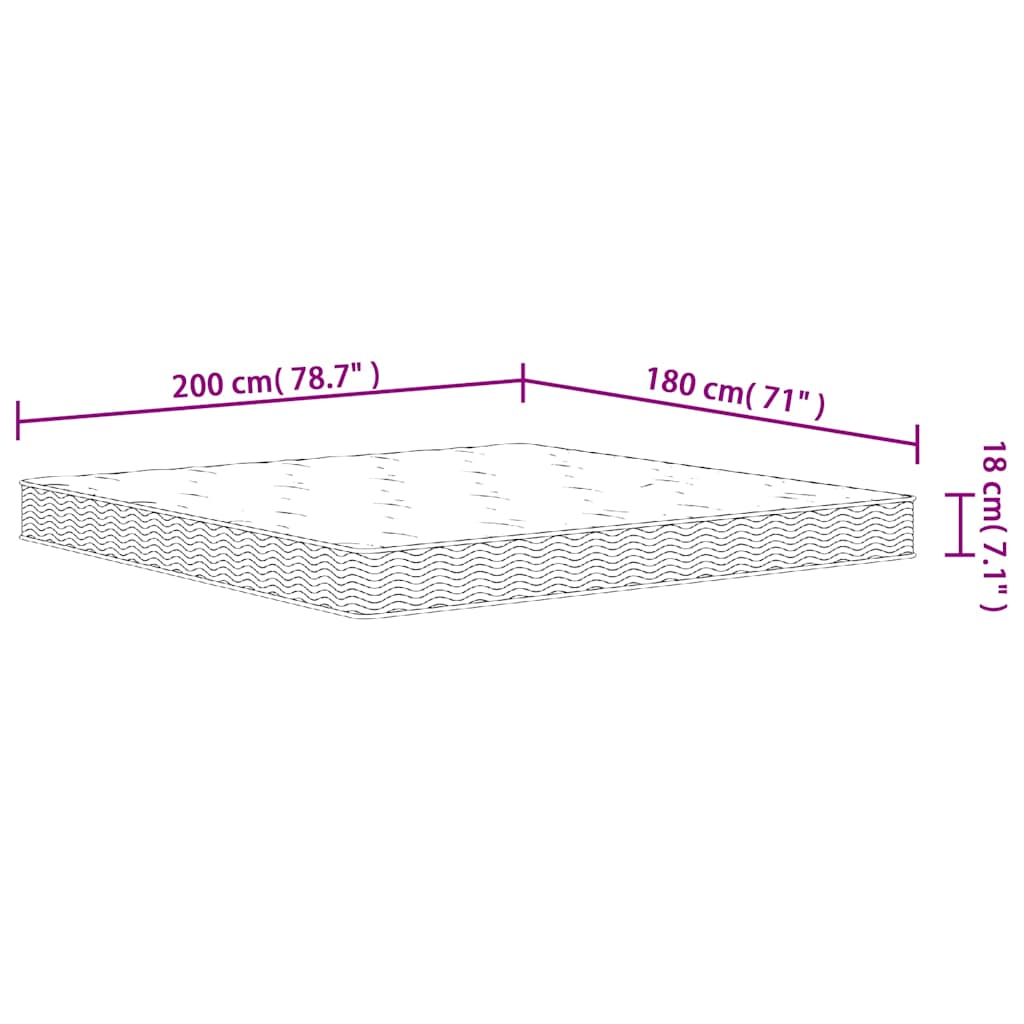 Bonnell spring mattress, medium firmness, 180x200 cm