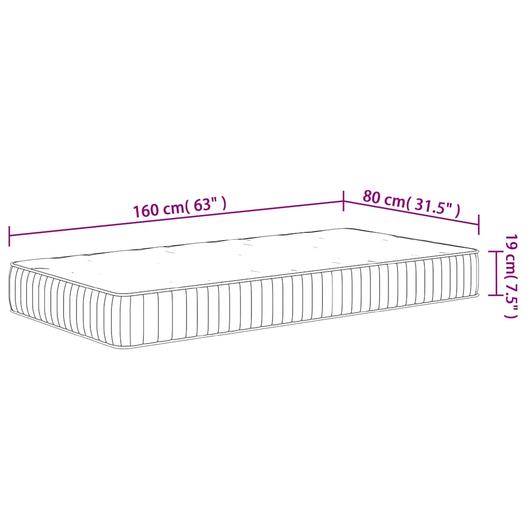 Children's pocket spring mattress, medium firmness, 80x160 cm