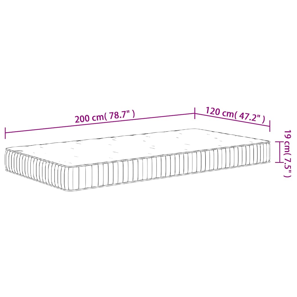 Pocket spring mattress, medium firmness, 120x200 cm