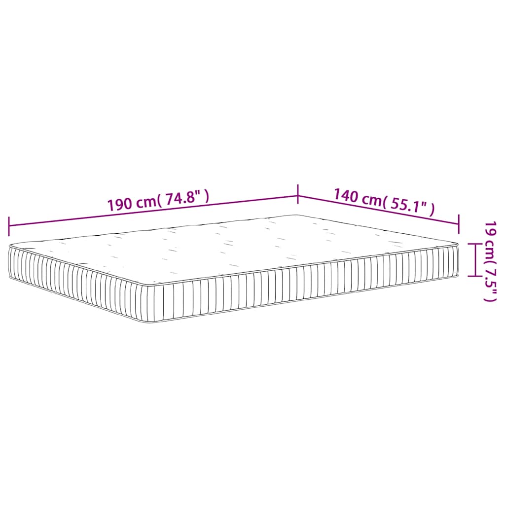 Pocket spring mattress, medium firmness, 140x200 cm