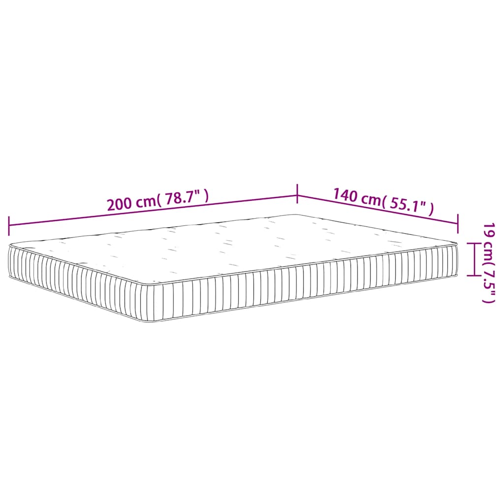 Pocket spring mattress, medium firmness, 140x200 cm