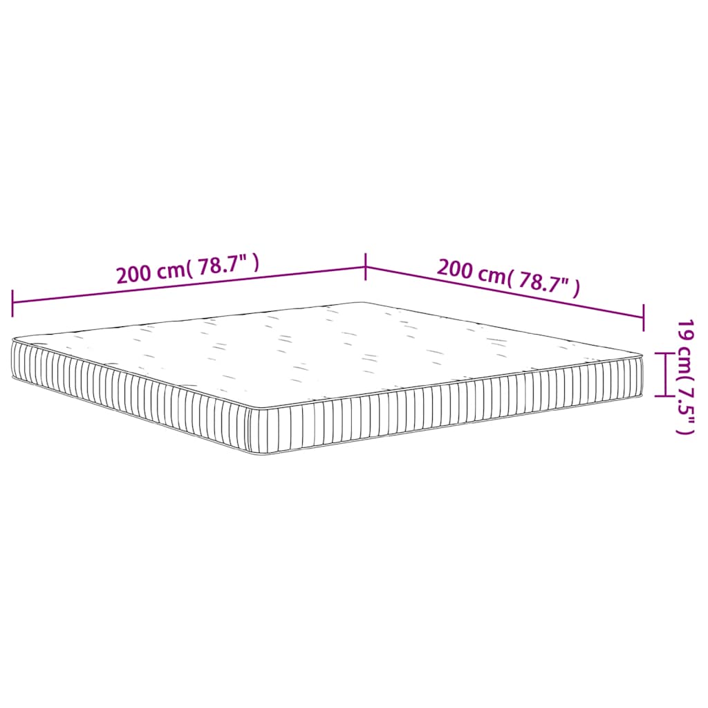 Pocket spring mattress, medium firmness, 200x200 cm