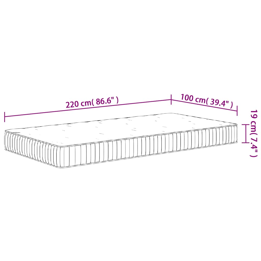 Pocket spring mattress, medium firmness, 100x220 cm