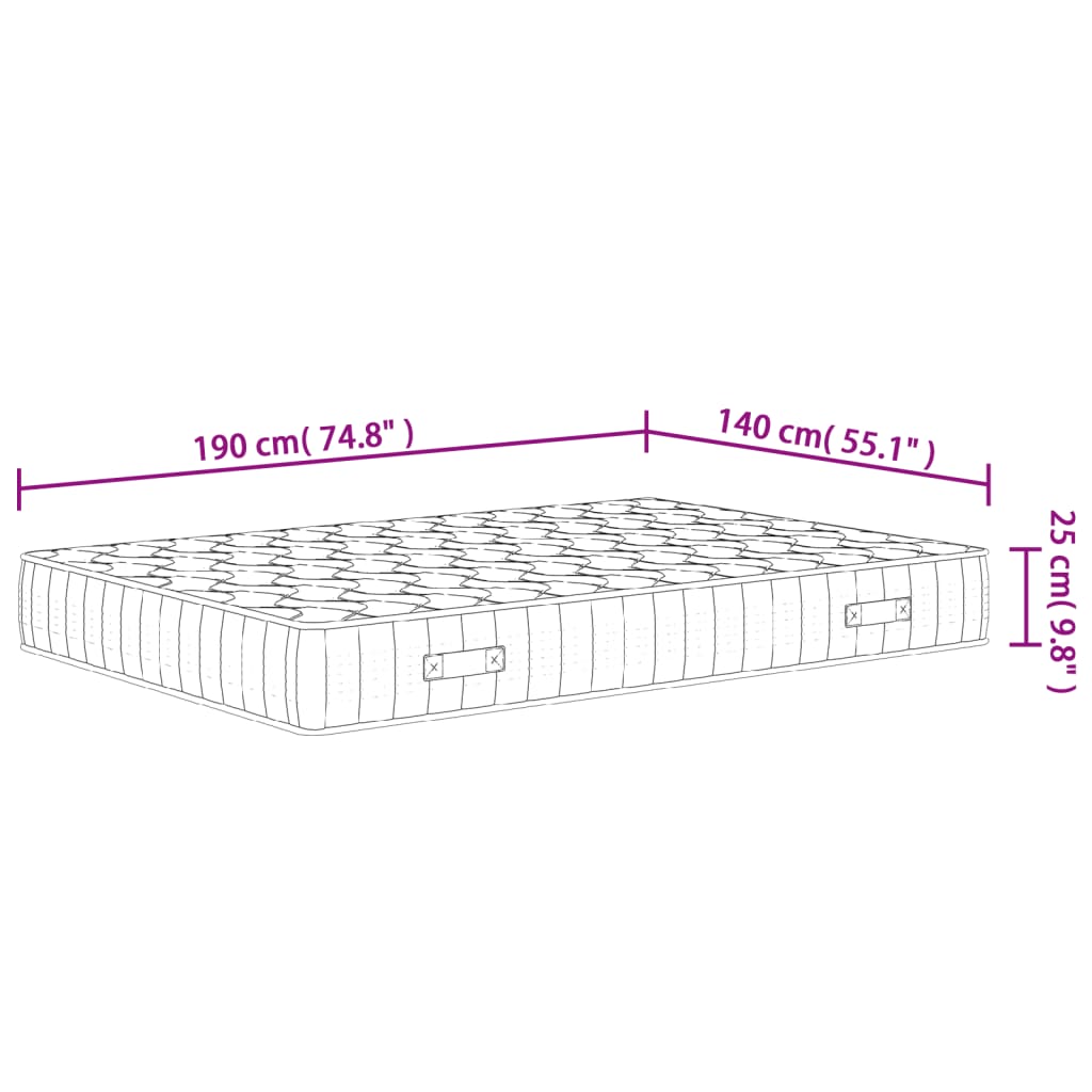 Pocket spring mattress, medium firmness, 140x190 cm