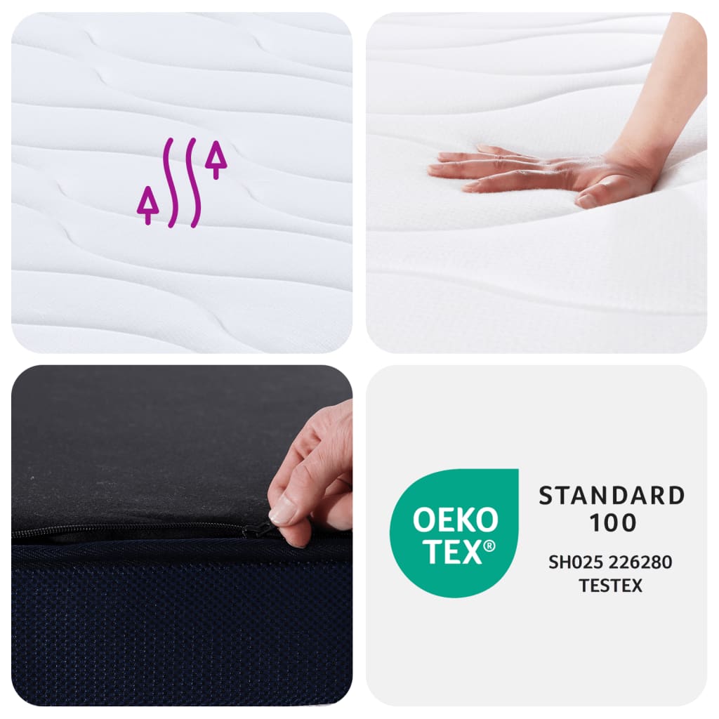 Single Size pocket spring mattress medium firmness 90x190 cm