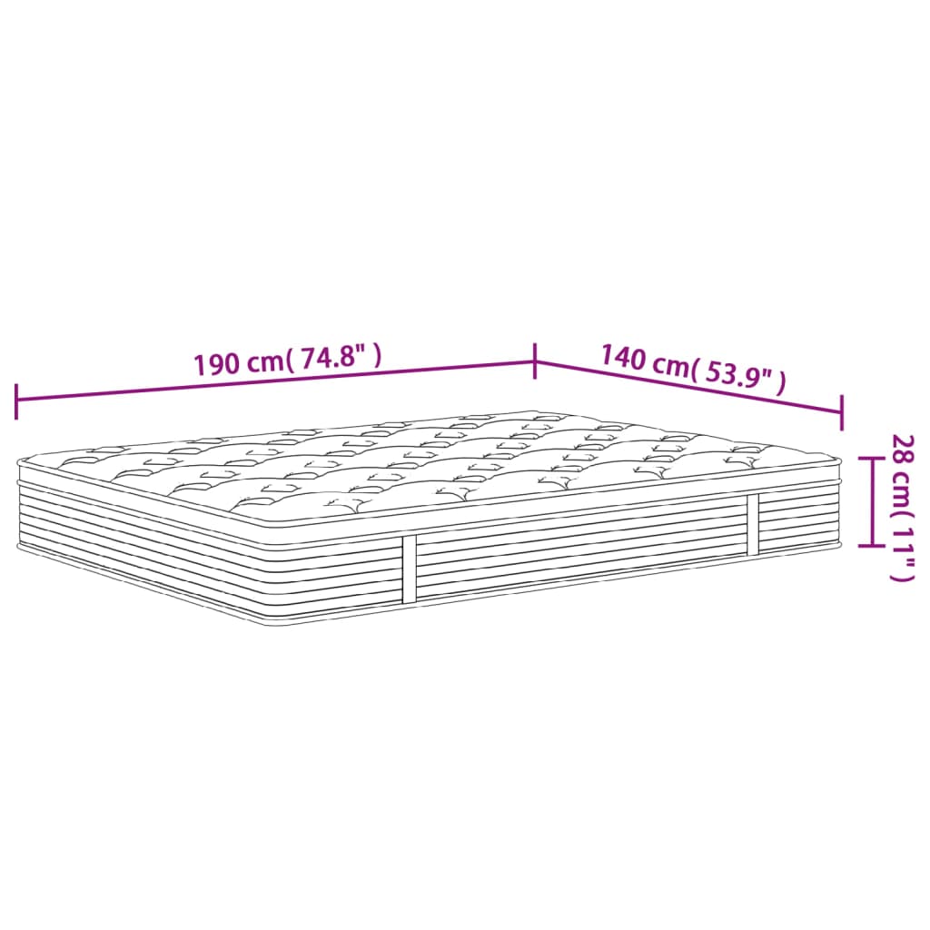 Pocket spring mattress, medium firmness, 140x200 cm