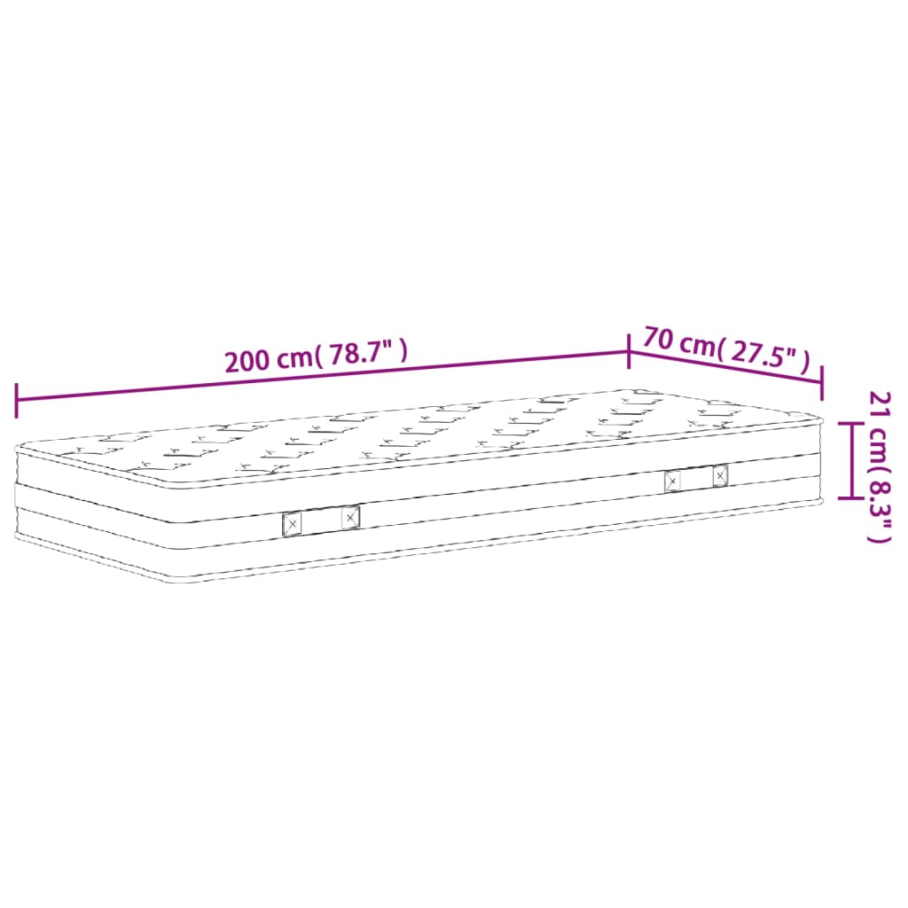 Saltea cu arcuri bonnell, fermitate medie, 70x200 cm