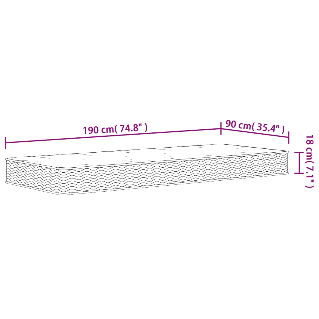 Saltea cu arcuri bonnell Single Size, fermitate medie 90x190 cm