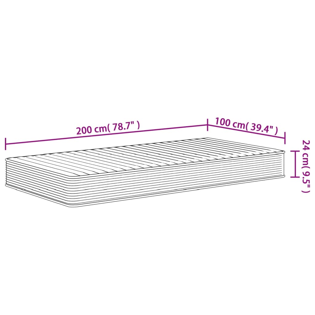 Foam mattress, medium soft firmness, 100x200 cm