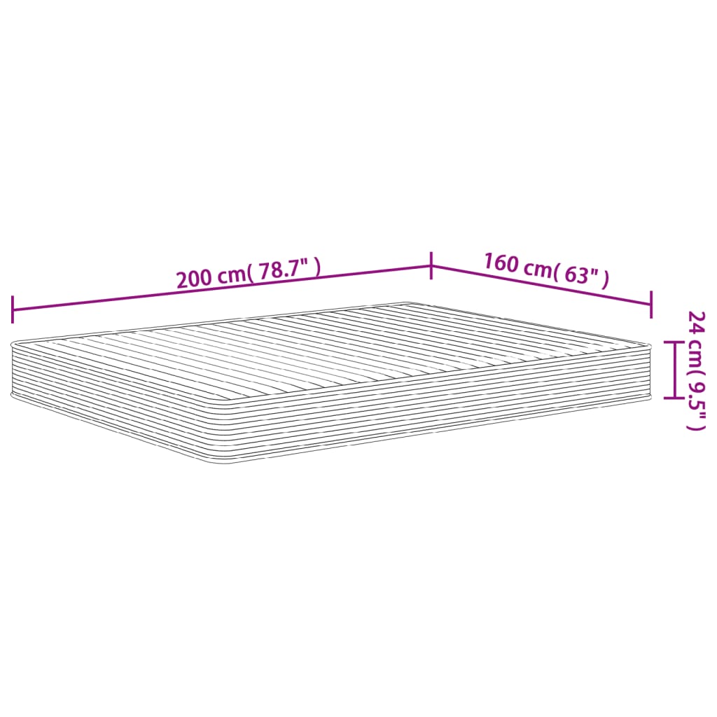 Foam mattress, medium soft firmness, 160x200 cm