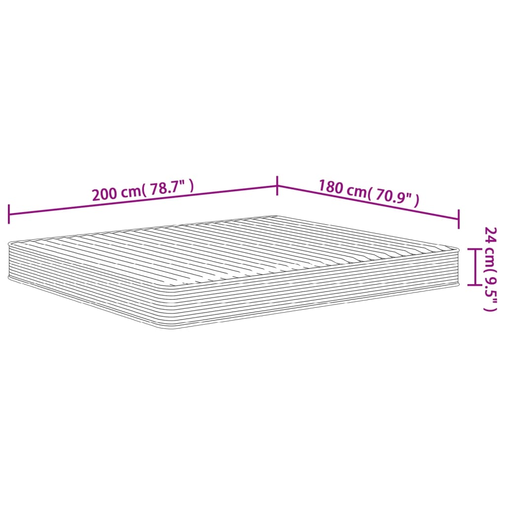 Foam mattress, medium soft firmness, 180x200 cm