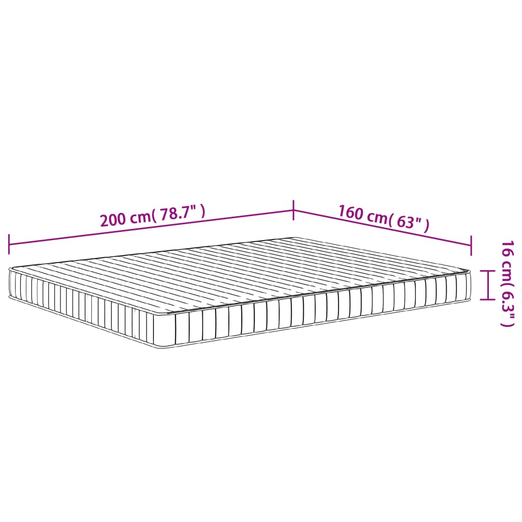 Foam mattress, medium soft firmness, 160x200 cm