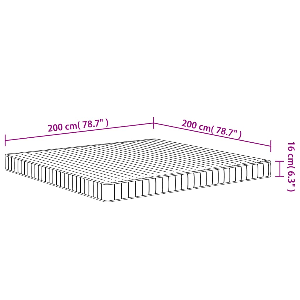 Foam mattress, medium soft firmness, 200x200 cm