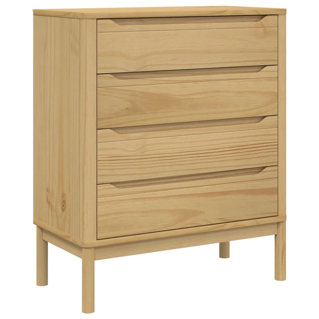 Chest of drawers "FLORO", waxed brown, solid pine wood