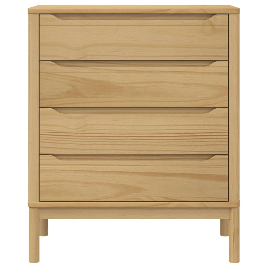 Chest of drawers "FLORO", waxed brown, solid pine wood