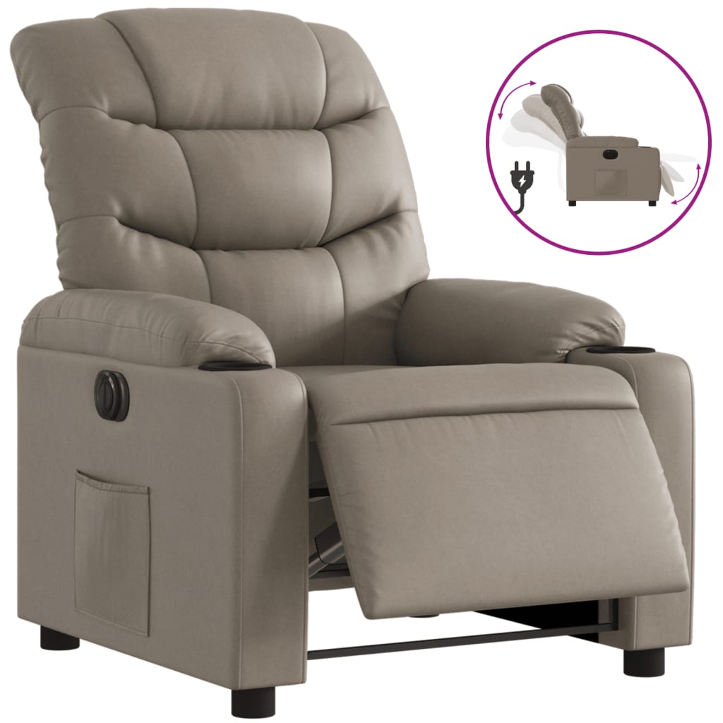 Electric reclining armchair, cappuccino, eco-leather